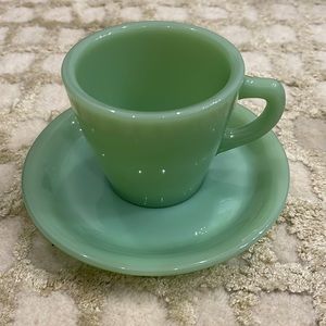 Vintage Fire King Jadeite Mug and Saucer Set